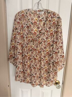 Rose and Olive floral blouse 1x paisley